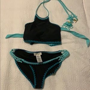 Jessica Simpson Woodstock Whipstitch halter bikini